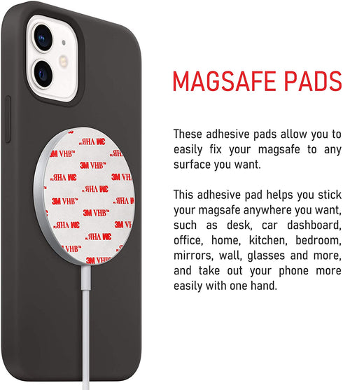 Sticky Adhesive Pads (8 Pack), Gray, 3.2” Diameter Circles, Compatible with Phone 12 MagSafe Charger Holder